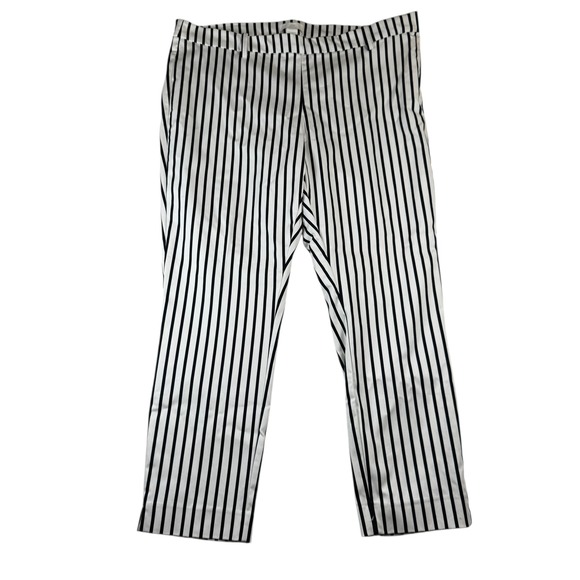 H&M Black & White Striped Pants Size 18 High Waist Career Casual Plus - Picture 1 of 6
